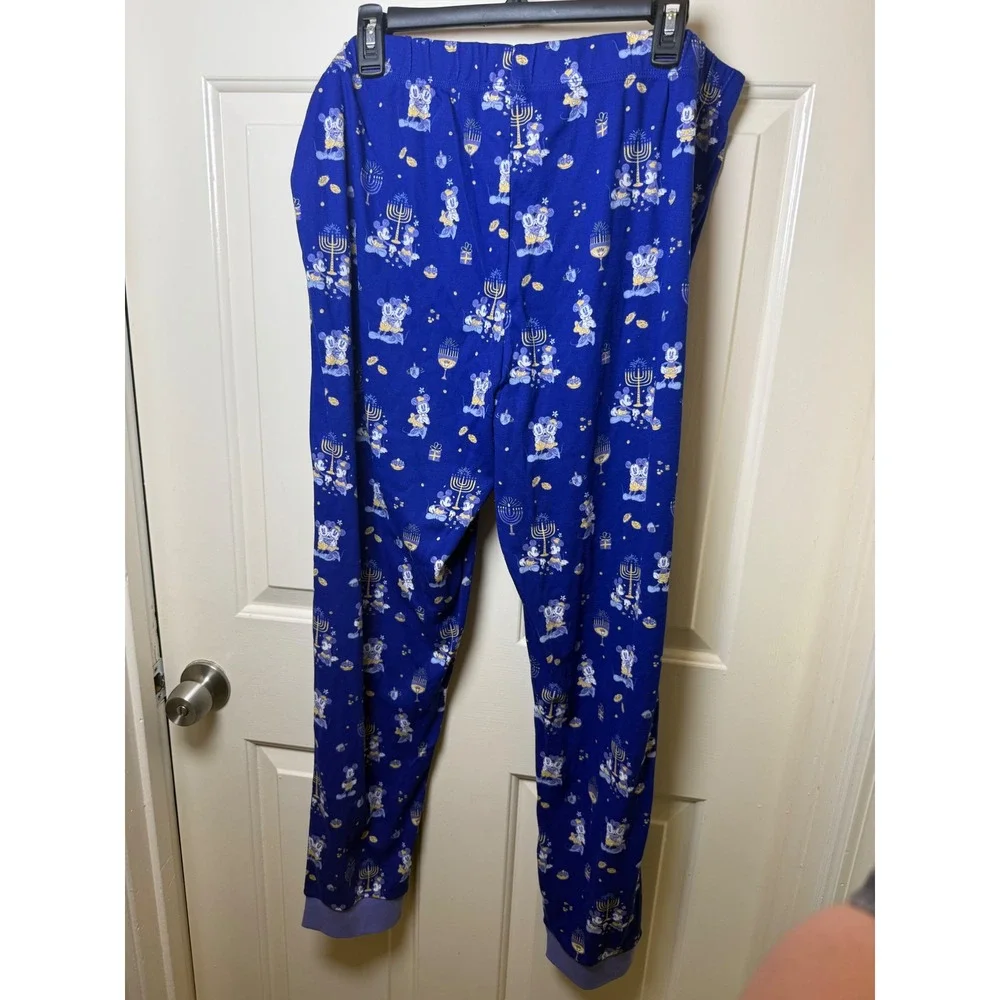 Disney Mickey Minnie Mouse Hanukkah Pajama Set XL Blue Menorah Dreidel Holiday